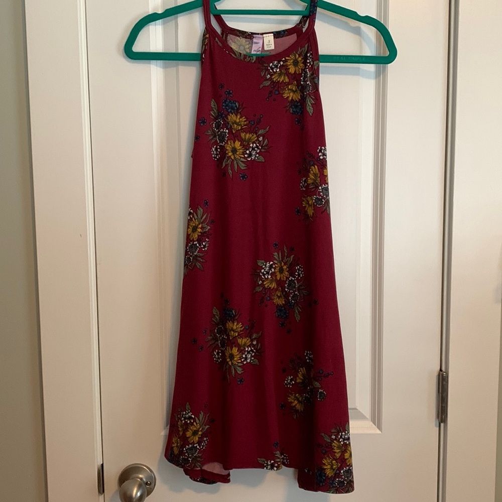 Alya Maroon Floral Swing Dress